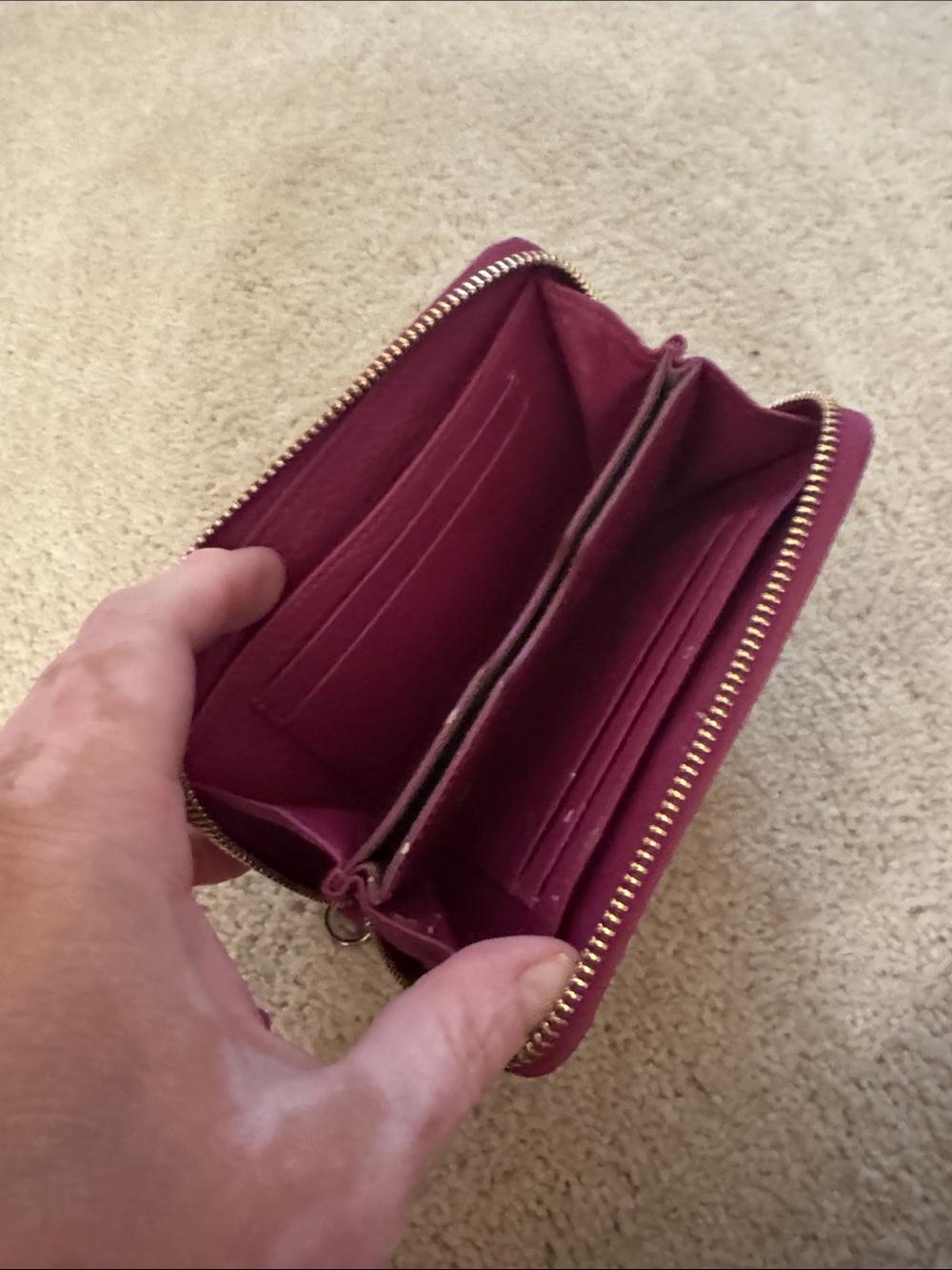 GiGi New York Raspberry Python-Embossed Zip Wallet with Gold Plate - Picture 5 of 7